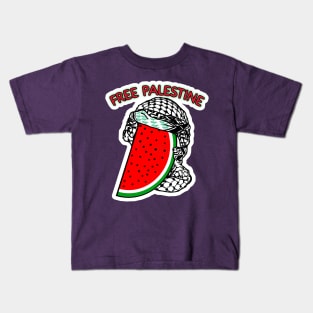 Watermelon Keffiyeh - Half Wrap - Free Palestine - Front Kids T-Shirt